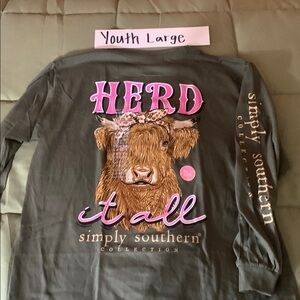 2/$25 Simply Southern Long Sleeve Tee with Cow Graphic